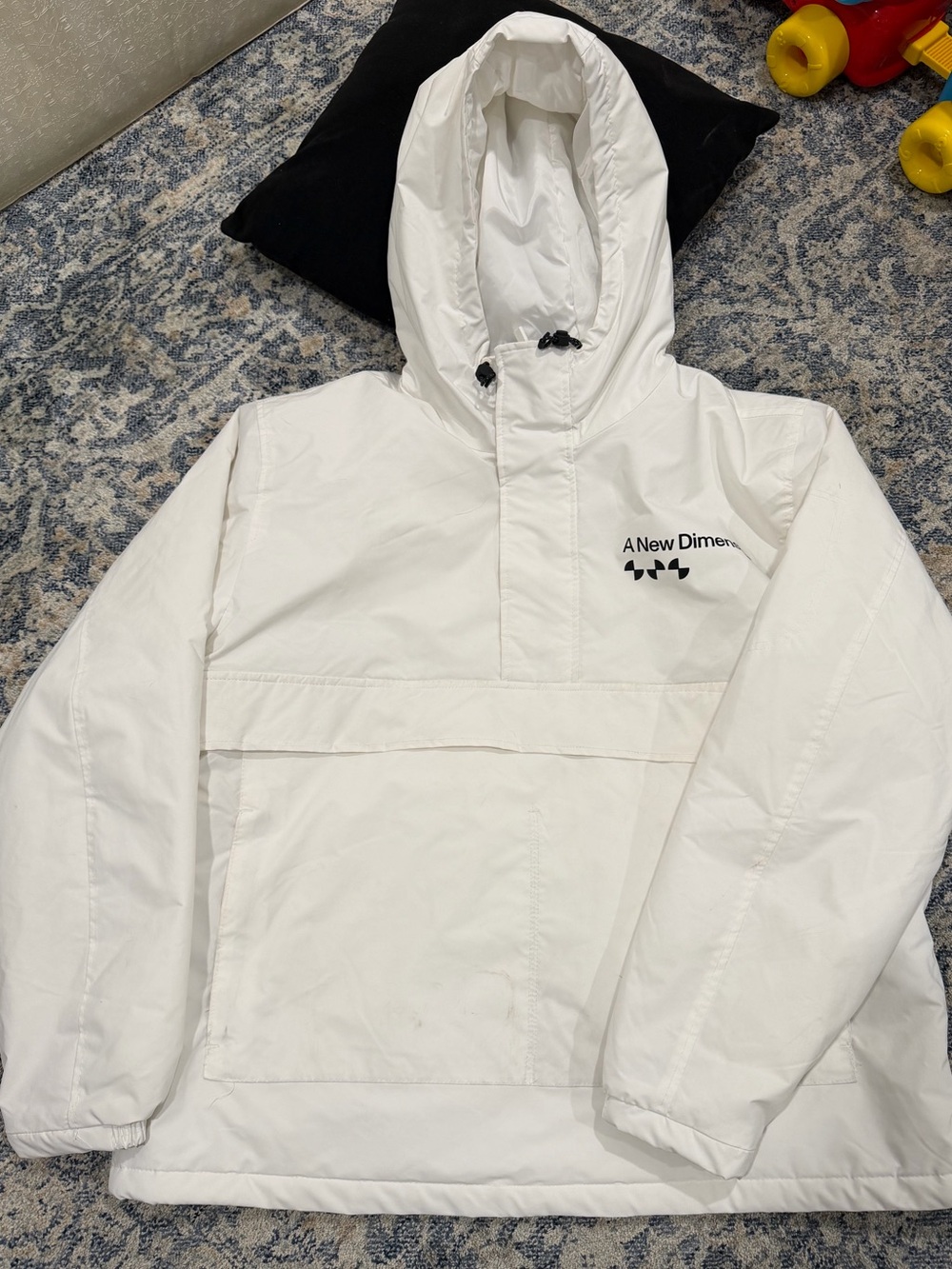 Bershka White Puffer Jacket with Black lettering